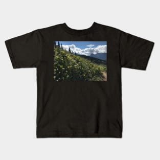 Mountain Flowers and Clouds Kids T-Shirt